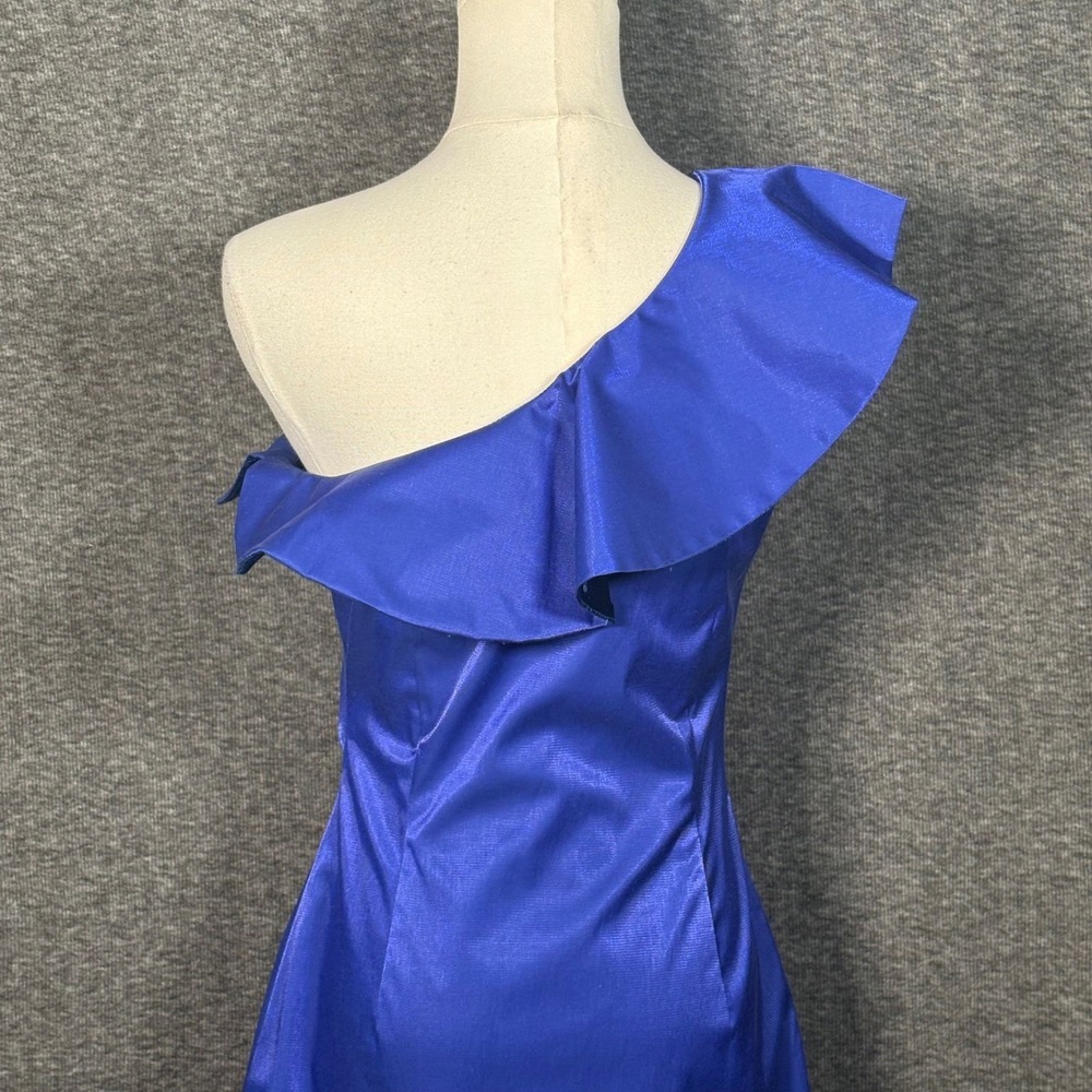 Laundry by Shelli Segal One Shoulder Blue Cocktail Dress Size 4 - Picture 8 of 14